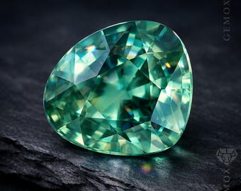 Rare Bluish Green Sapphire 1.06ct - Natural Unheated Pear Cut Loose Gemstone 6.4x5.7mm Tanzania