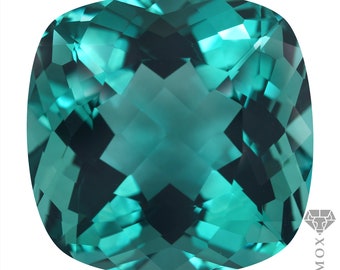 Paraiba Tourmaline Hydrothermal Gemstone: 34ct Cushion Cut Loose Stone, 21mm