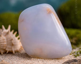 ブルーカルセドニー 60g 天然水晶 - コミュニケーションの石 ライラックブルー 瞑想の宝石 トルコ