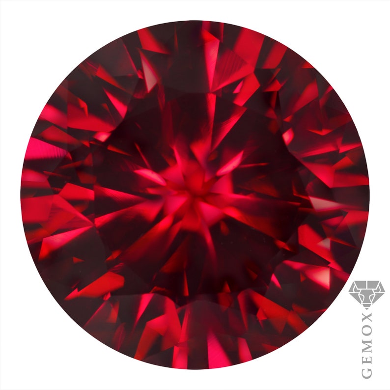 Rubis, véritable corindon rouge de qualité supérieure, pierres précieuses en vrac à facettes, taille ronde, pierre rouge framboise cultivée en laboratoire, UE image 1