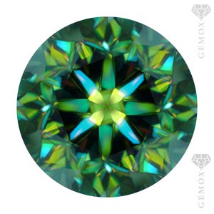 Blue Green Moissanite 6.28ct. Genuine Loose Gemstone Round Brilliant Cut, Diamond Alternative Best Stone 11x7mm. EU