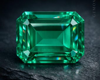 Emerald Octagon, Hydrothermal Green Loose Gemstone Emerald Cut Stone for Jewelry Making, Zambia
