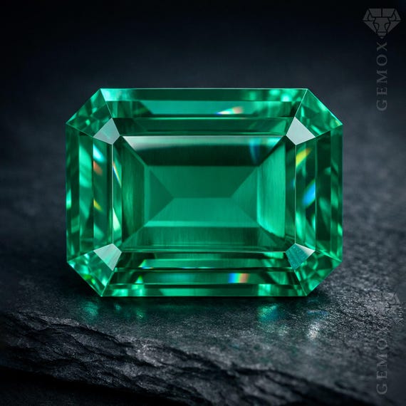 Emerald Octagon, Hydrothermal Green Loose Gemstone Emerald Cut Stone for Jewelry Making, Zambia