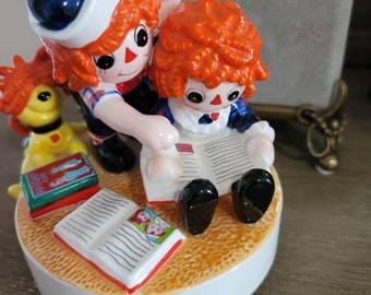 ヴィンテージ ラガディ・アン＆アンディ オルゴール – 1970年代 陶器製