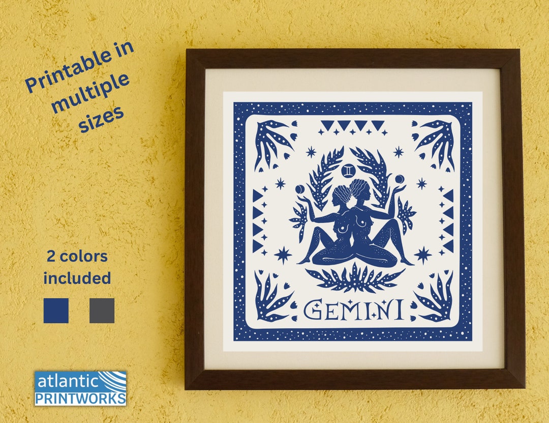 Gemini Printable Wall Art, Zodiac Art, Astrology Gifts, Gift for Gemini ...