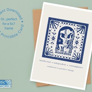 Carte de voeux Verseau, carte d'anniversaire du zodiaque, carte d'anniversaire astrologie, carte pour Verseau, carte d'anniversaire, juste parce que