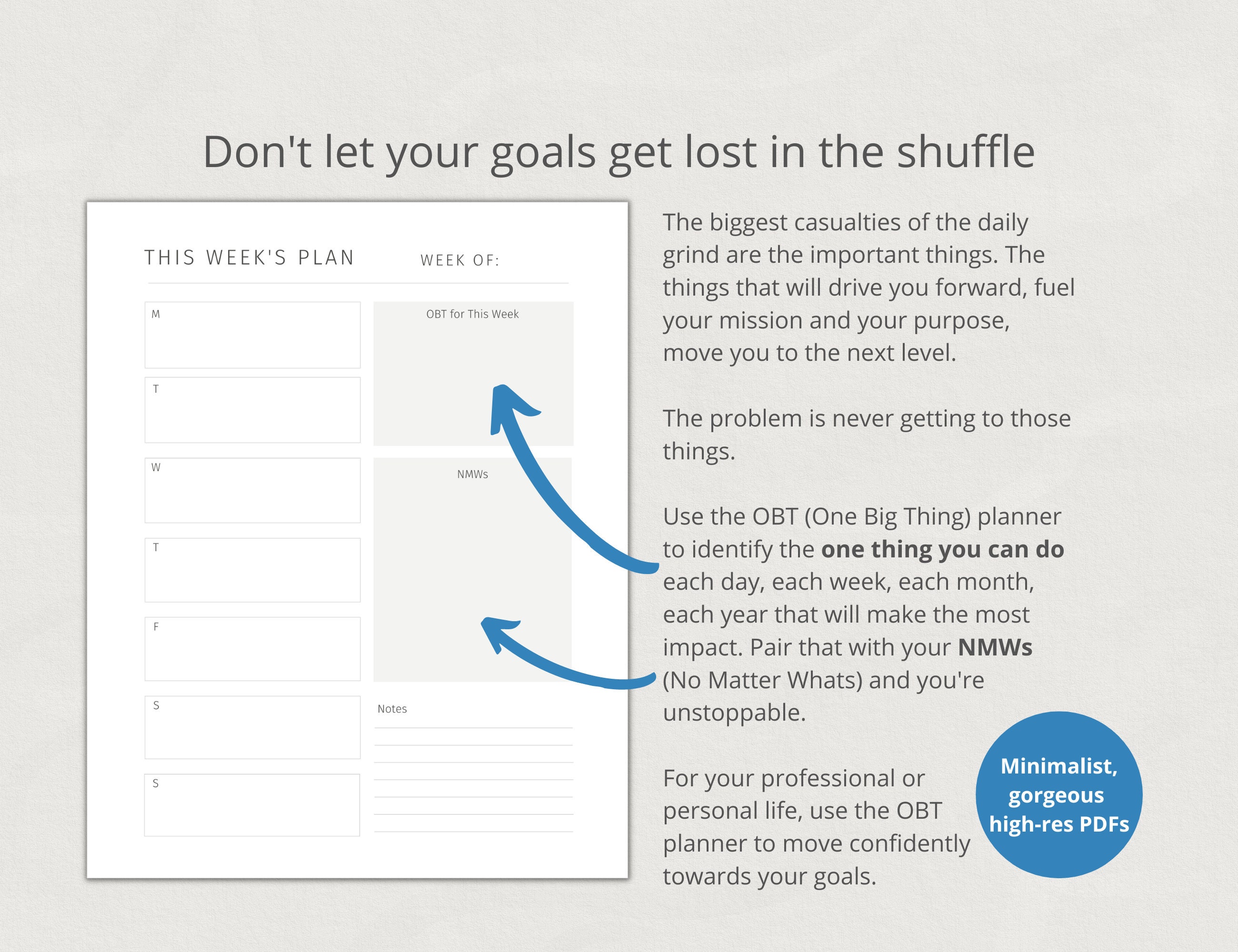 Printable Goal Planner Goal Tracker Bundle Motivational Minimalist ...