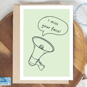 Extraño tu cara Tarjeta imprimible 5x7, Descarga instantánea, Tarjeta Miss You, Para amigo, Romántico, Sólo porque, Relación a larga distancia, Divertido