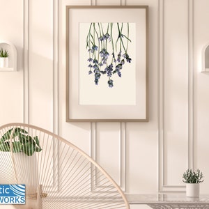 Lavender Watercolor Botanical Print, Floral Printable Art, Living Room Décor, Home Décor Art, Printable
