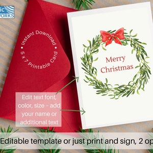 Customizable Christmas Card, EditableTemplate, Printable Card, Custom Christmas Card, Custom Christmas Note Card, Personalized Holiday Cards