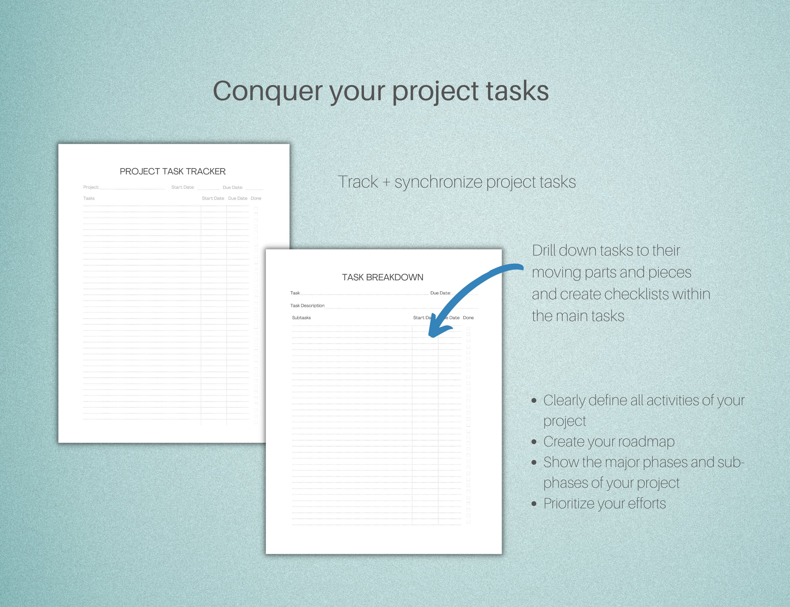 Project Management Planner 6-page Bundle Kit Printable Template Tracker ...
