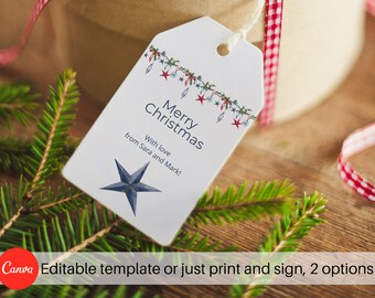 EDITABLE Christmas Tags, Holiday Gift Tags, Instant Download, Personalized Christmas Tags, Editable Template, Canva