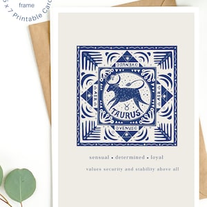 Taurus Greeting Card, Zodiac Birthday Card, Astrology Birthday Card, Card for Taurus, Horoscope Card, Birthday Card, Just Because