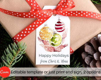 EDITABLE Christmas Tags, Holiday Gift Tags, Instant Download, Personalized Christmas Tags, Editable Template, Canva