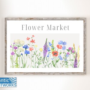 Flower Market Poster, Printable Wall Art, Floral Art, Living Room Decor, Flowers, Botanical Print, Digital Download