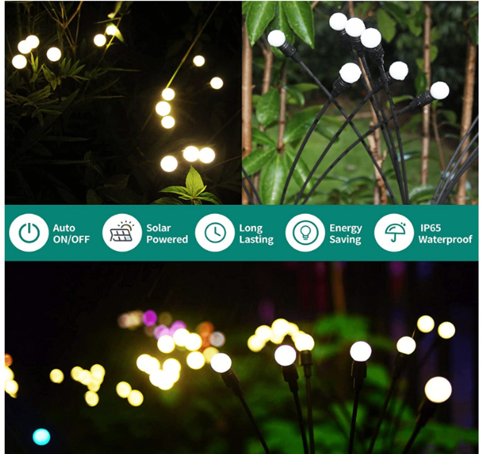 Solar Garden Lights Starburst Swaying Light Solar Firefly Etsy