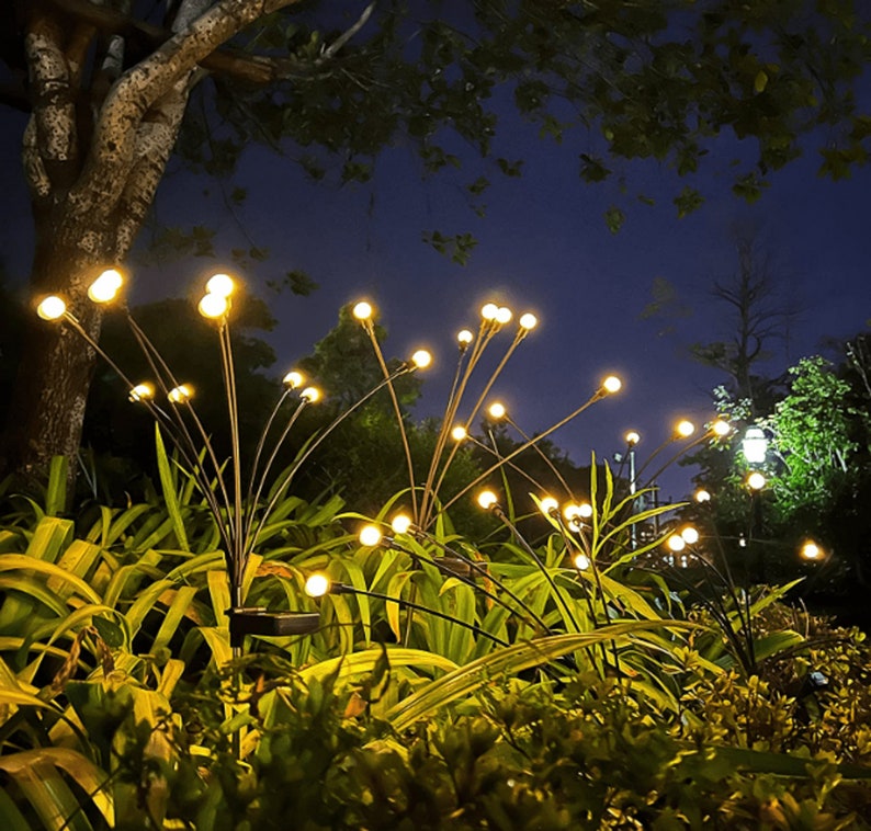Solar Garden Lights Starburst Swaying Light Solar Firefly Etsy