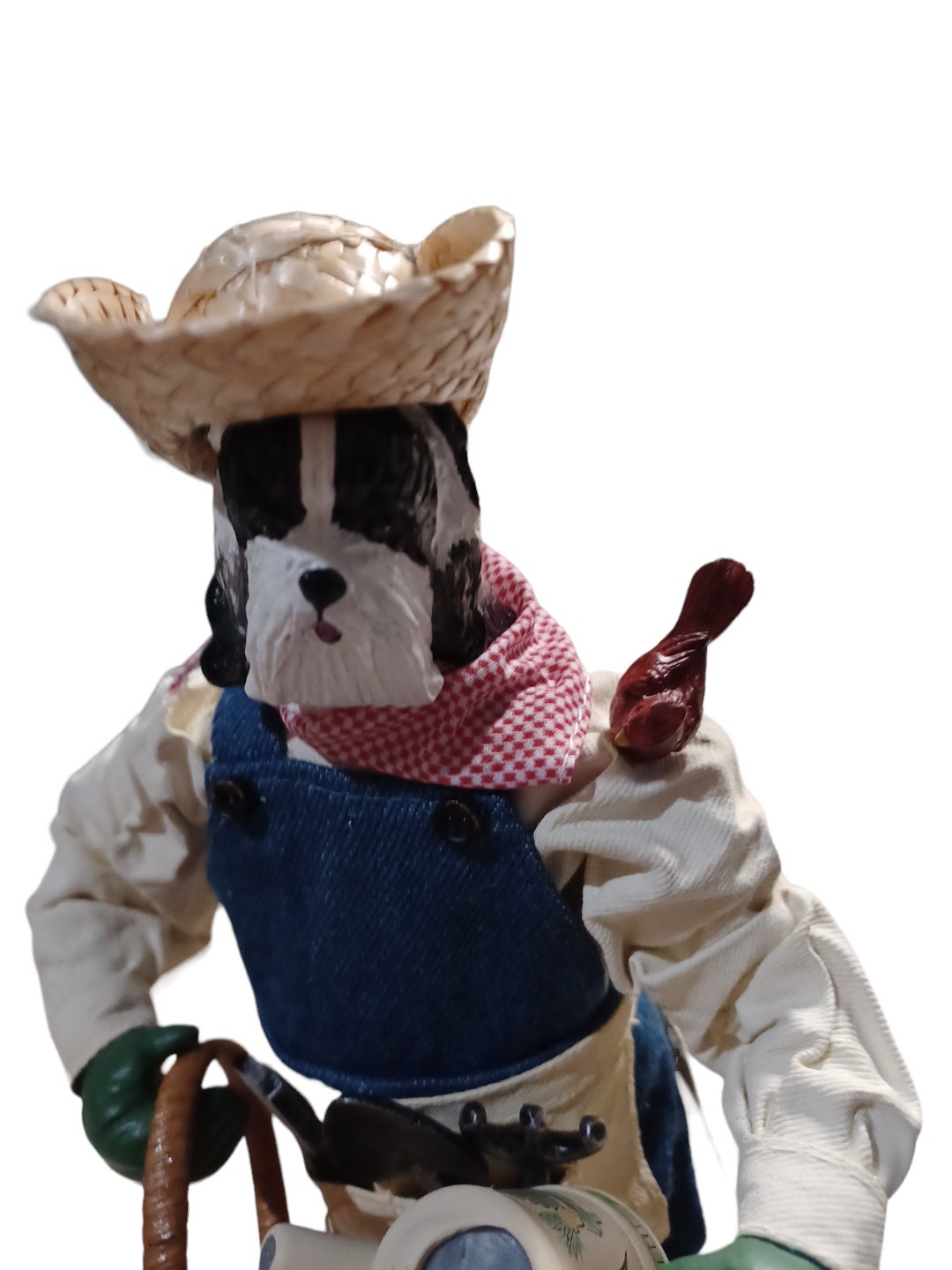 Gardner Shih Tzu Dog With Straw Hat Scarf Flower Basket Etsy