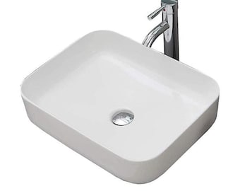 20 x 15.6 Inch Vessel Bathroom Sink White Ceramic