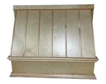 Wood Wall Mount Range Hood Cover Clear coat only can be painted to match existing cabinets 30W x 24H x10.5D inches No Vent/No liner Included