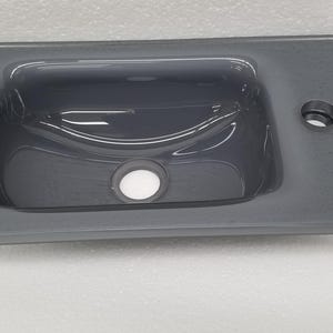 Overmount Gray Tempered Glass Small Integrated Sink Counter 17&quot; Wide with Pop Up drain in chrome finish