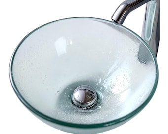 Clear tempered glass vessel sink 16” simple beautiful