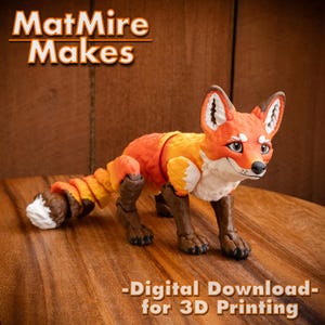 Fox: digitaal .STL-bestand voor 3D-printen, schattig scharnierfiguur (digitale download, 3MF inbegrepen)