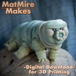 Tardigrade Digital .STL File for 3d Printing, Water Bear, Moss Piglet, print-in-place body, snap-fit head, cute-flexi