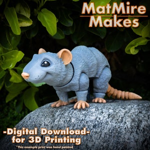 Rat Digital .STL File for 3d Printing, Articulated Fidget Rodent Figure, 3mf included
