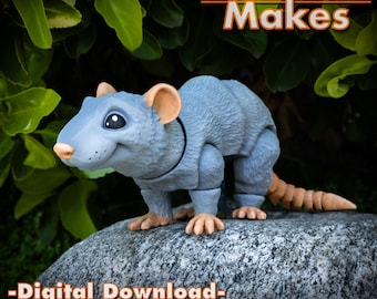 Rat .STL File for 3dPrinting, Articulated Fidget Rodent Figure, 3mf included