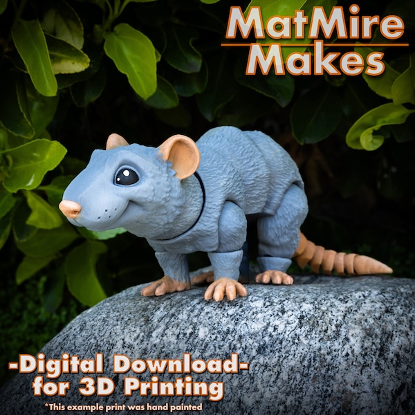 Rat .STL File for 3dPrinting, Articulated Fidget Rodent Figure, 3mf included