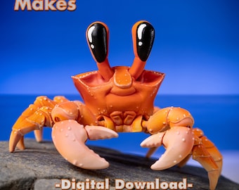 Ghost Crab Digital .STL File for 3D Printing, Articulated Fidget Figure, Print-In-Place, Cute Flexi