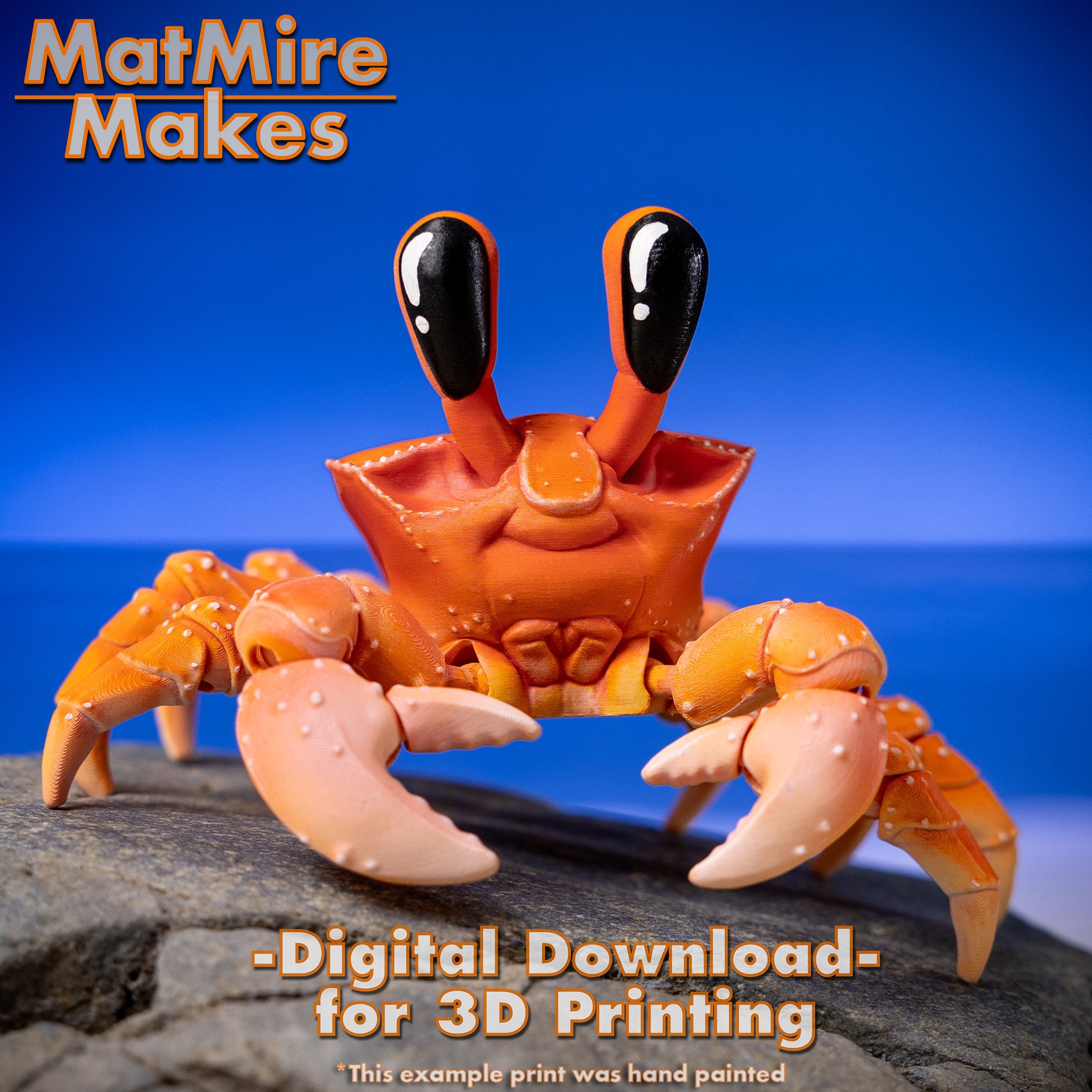 Ghost Crab Digital .STL File for 3D Printing, Articulated Fidget Figure, Print-In-Place, Cute Flexi