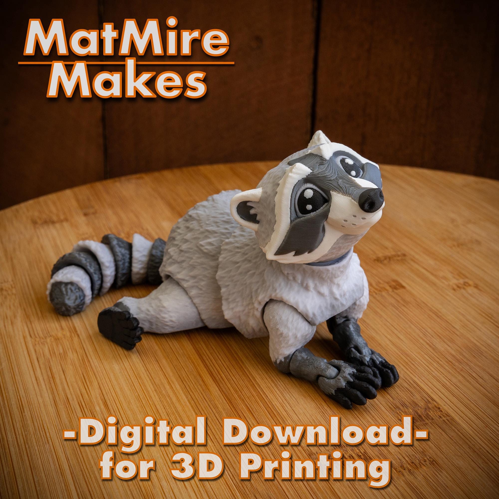 Raccoon Digital .STL File for 3d Printing, Articulated Fidget Figure ...