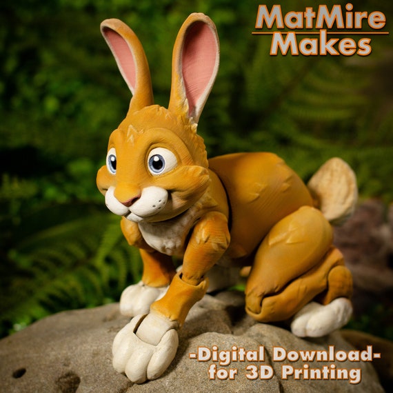 Bunny Rabbit Digital .STL File for 3d Printing, Articulated Fidget Figure, Print-In-Place, Cute Flexi, 3MF included