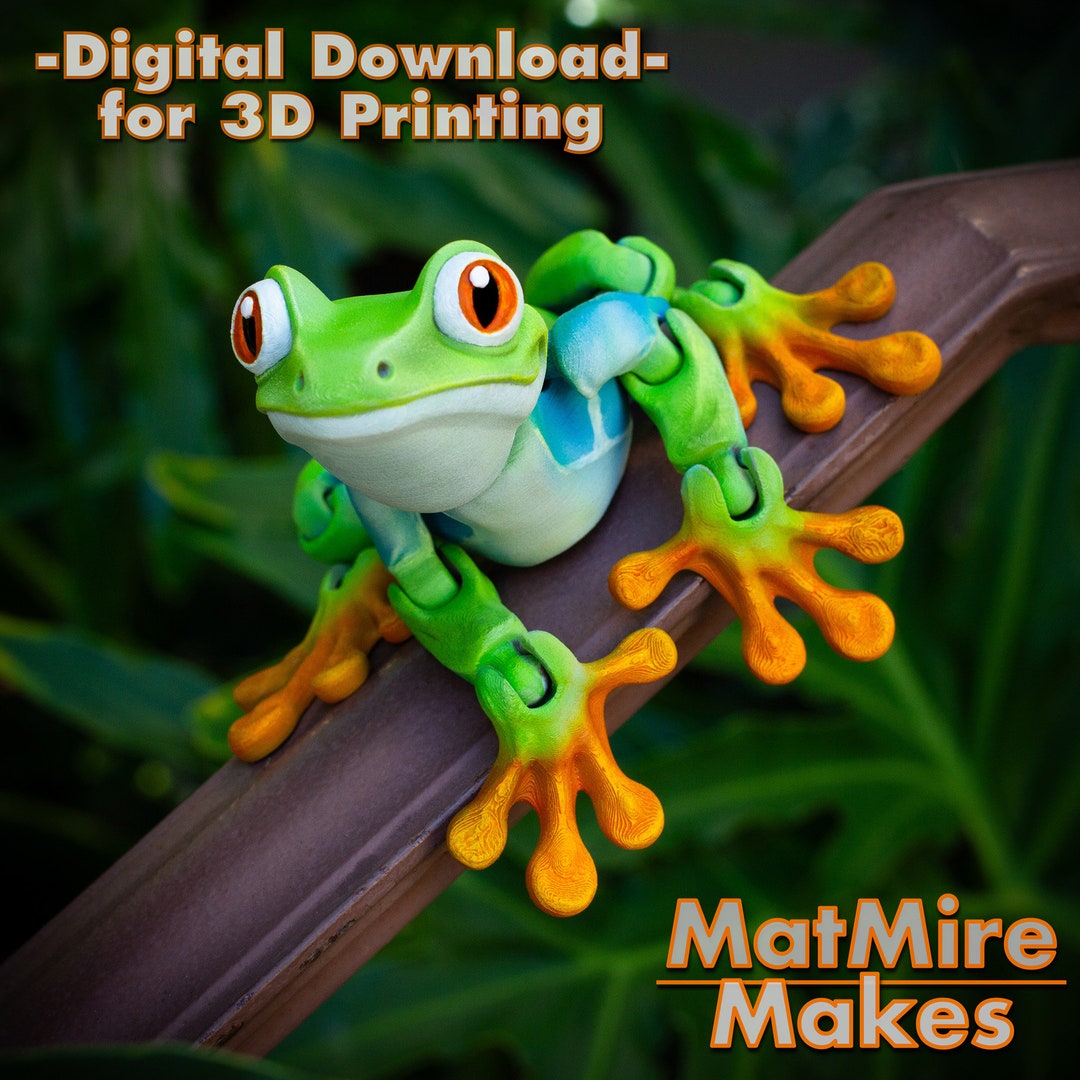 Tree Frog Digital .STL File for 3dprinting Articulated Fidget