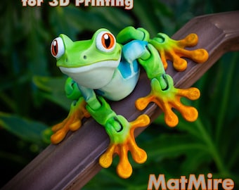 Tree Frog Digital .STL File for 3dPrinting, Articulated Fidget Figure, Print-In-Place, Cute Flexi