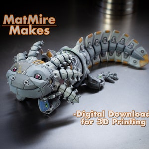 RoboLotl - Robot Axolotl Digital .STL File for 3d Printing, Articulated Fidget Figure, Cute Flexi