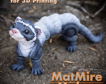 Ferret Digital .STL File for 3dPrinting, Articulated Fidget Figure, Print-In-Place, Cute Flexi