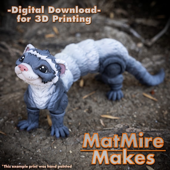 Ferret Digital .STL File for 3d Printing, Articulated Fidget Figure, Cute Flexi