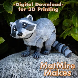 Waschbär Digitale .STL Datei für 3D Druck, Gelenkige Fidget Figur, niedlicher Flexi Müll Panda