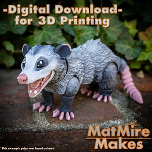 Opossum Digital .STL File for 3dPrinting, Articulated Fidget Figure, 3mf included, Cute Flexi