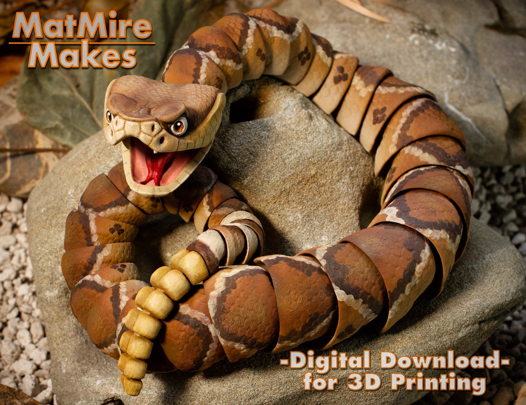 Rattlesnake Digital .STL File for 3dprinting Articulated Etsy Australia