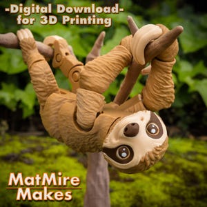 Sloth plus Tree display .STL File for 3d Printing, Articulated Fidget Figure, Cute animal, with multicolor 3MF
