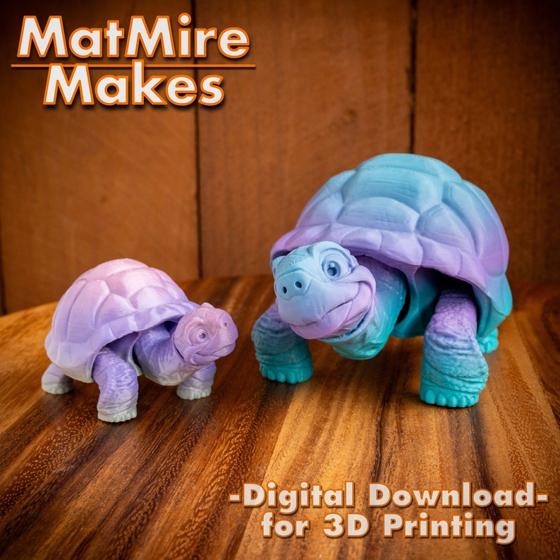 Tortoise Digital .STL File for 3d Printing, Articulated Fidget Figure, 3mf included, Cute Turtle image 6