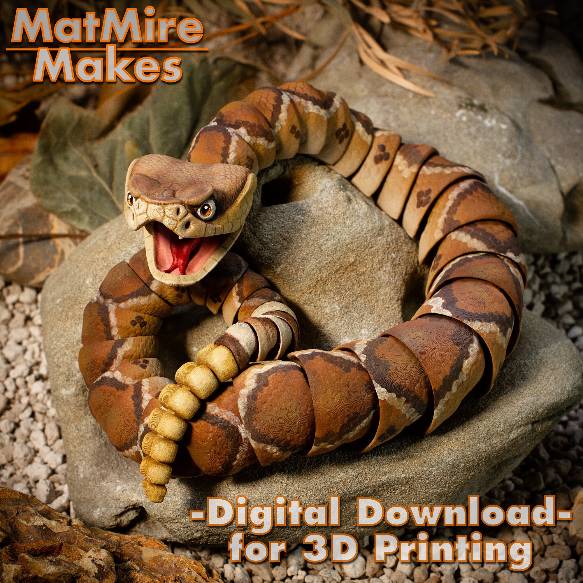 Articulated Bush Viper Toy - Dragon Snake 3D printed