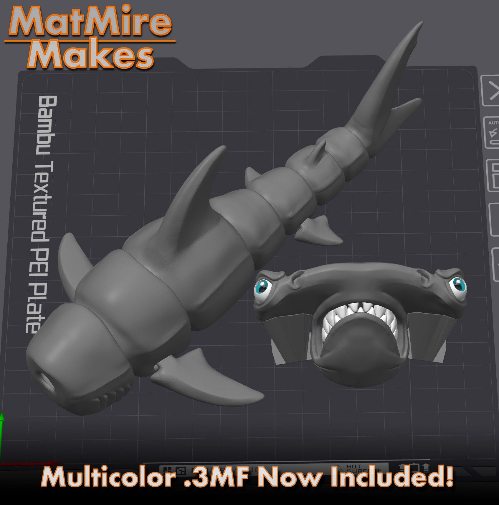 Hammerhead Shark Digital .STL File for 3d Printing, Articulated