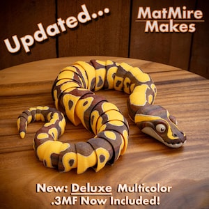 Ball Python Snake Digital .STL File for 3d Printing, Articulated Fidget Figure, multicolor 3mf