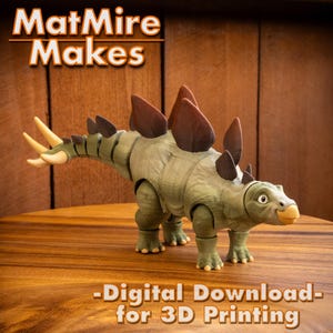 Stegosaurus: Digital .STL-fil för 3D-utskrift, Artikulerad dinosaurie-fidgetfigur (digital nedladdning, 3MF ingår)