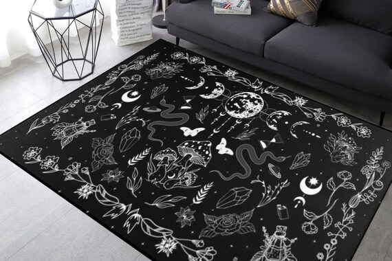 Gothic Area Rug Moon Phase Rug Witchcraft Decor Halloween - Etsy